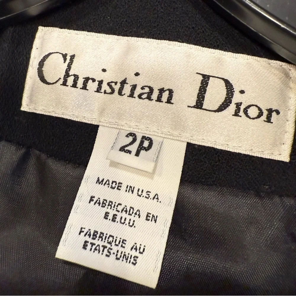 Christian Dior Women’s Black Wool Blazer With Satin Cuffs & Collar Sz 2P